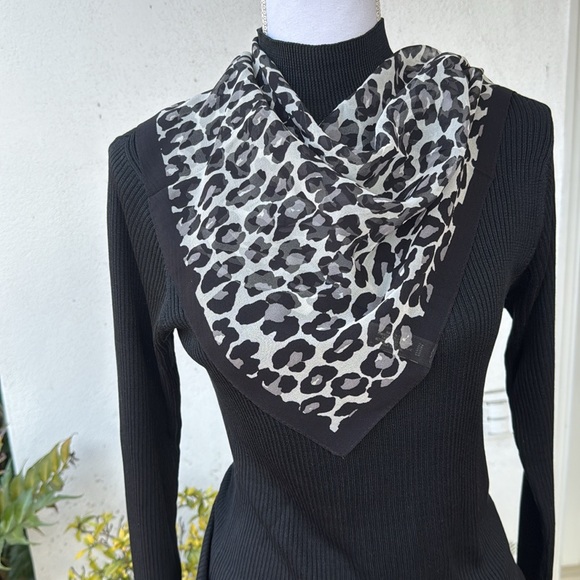 Leopard Print Silk Neck Scarf - Picture 2 of 6
